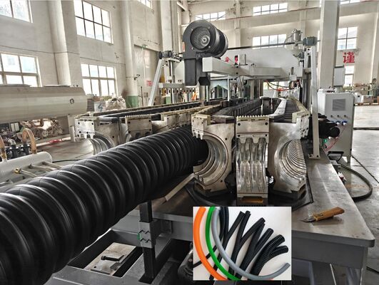 Double Wall Corrugated Pipe Extrusion Line with Screw Ratio 33:1, Water Cooling, and Siemens PLC Control