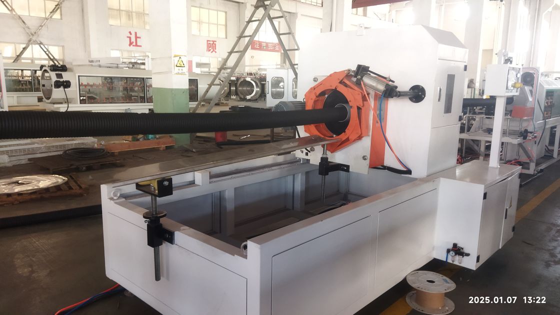 সিমেন্স পিএলসি সহ কম্পিউটারাইজড ডাবল ওয়াল করুগেটেড পাইপ এক্সট্রুশন লাইন এবং টেকসই পাইপের জন্য 250-1000 কেজি / ঘন্টা ক্ষমতা