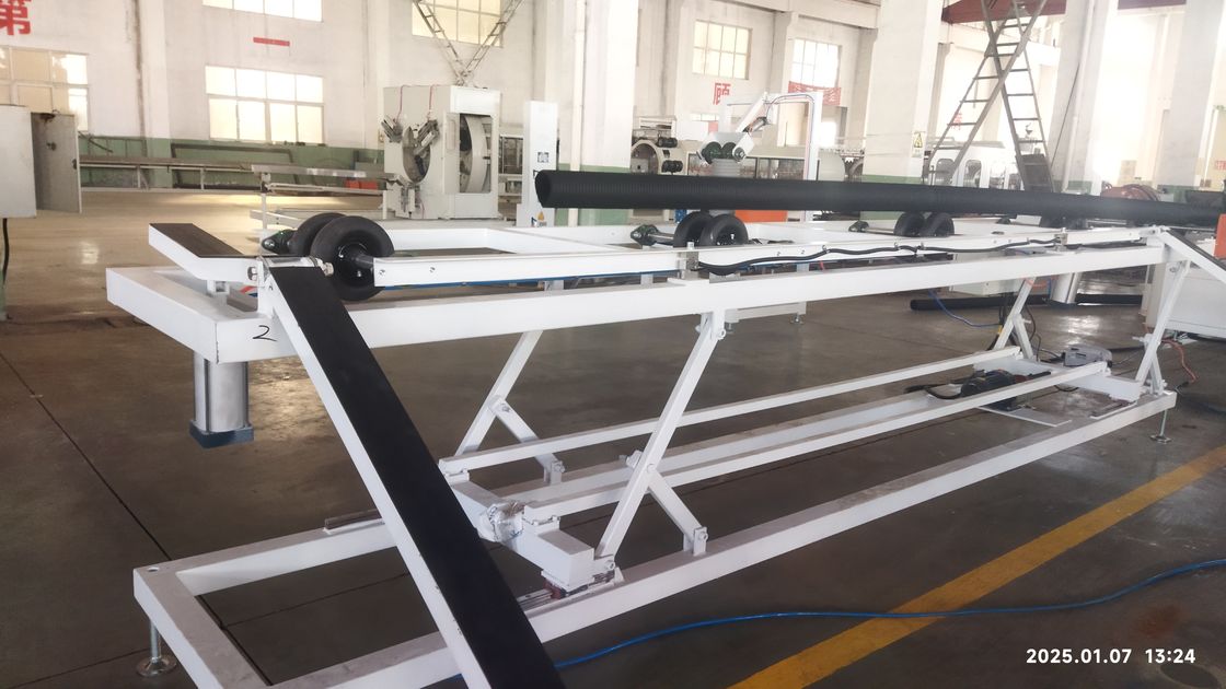 ৮-১৫ কেজি/ঘণ্টা উৎপাদন ক্ষমতার জন্য সিমেন্স মোটর এবং পিএলসি নিয়ন্ত্রণ ব্যবস্থা সহ স্বয়ংক্রিয় ডাবল ওয়াল ঢেউখেলান পাইপ এক্সট্রুশন লাইন