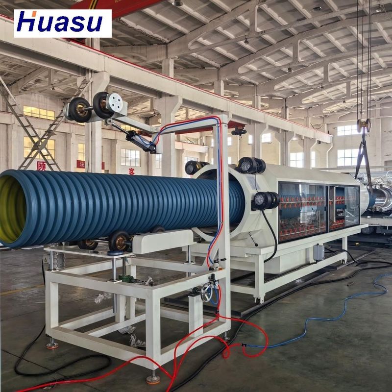 60-2000 কেজি/ঘণ্টা ক্ষমতা, সিমেন্স পিএলসি সিস্টেম এবং ডাবল ওয়াল ঢেউখেলানো পাইপ উৎপাদনের জন্য অনলাইন বেলিং সহ ডিডব্লিউসি পাইপ এক্সট্রুশন লাইন