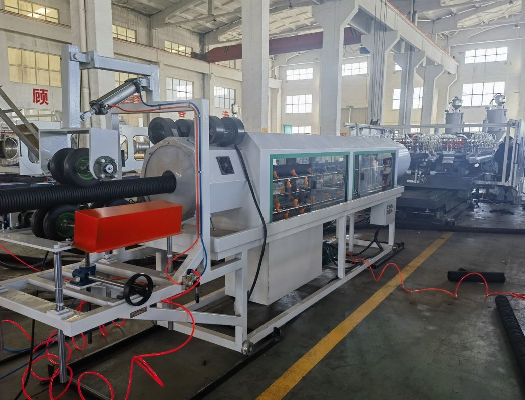 পিই পিপি পিভিসি ডাবল ওয়াল ঘূর্ণায়মান পাইপ এক্সট্রুশন লাইন পাইপ মেশিন এক্সট্রুশন জল ড্রেনেশনের জন্য