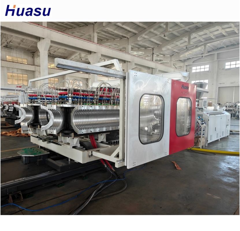 শঙ্কুযুক্ত যমজ স্ক্রু এক্সট্রুডার পিভিসি ডাবল ওয়াল ঢেউখেলান টিউব এক্সট্রুশন মেশিন প্লাস্টিক পাইপ পাইপ মেশিনের জন্য