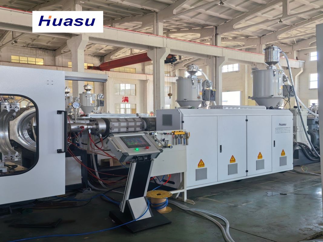 ডাবল ওয়াল গ্লোরেটেড পাইপ এক্সট্রুশন লাইন পিএলসি কন্ট্রোল সিস্টেম এবং জল শীতল সঙ্গে 1600mm সর্বোচ্চ পাইপ ব্যাসার্ধ জন্য