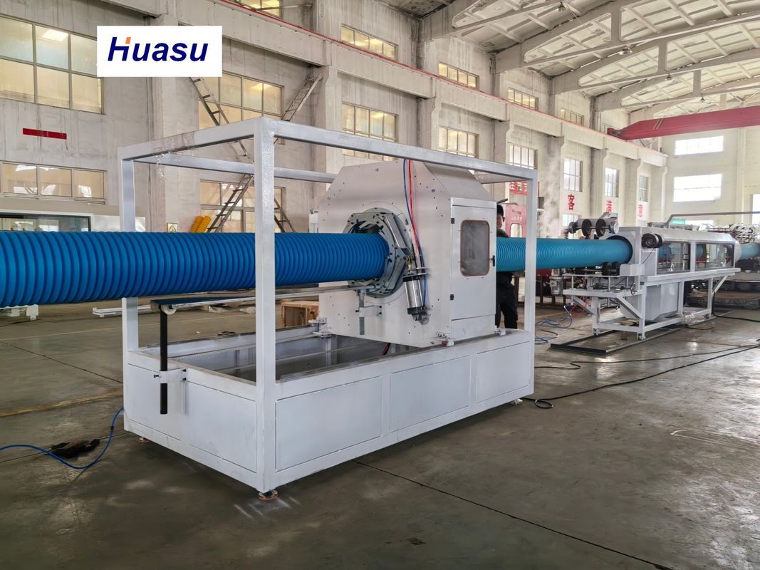 32-1600 মিমি স্বয়ংক্রিয় পিভিসি পাইপ এক্সট্রুশন লাইন সিমেন্স পিএলসি সিস্টেমের সাথে ডাবল ওয়াল ঘূর্ণায়মান পাইপ উত্পাদনের জন্য