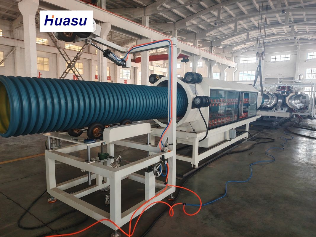 হাই স্পিড 1.5-5m/min HDPE/PVC Corrugated Pipe Production Equipment with 32-1600mm Pipe Diameter and Double-layer Spiral Co-extrusion (এইচডিপিই/পিভিসি তরঙ্গযুক্ত পাইপ উৎপাদন সরঞ্জাম, পাইপের ব্যাসার্ধ 32-1600mm এবং ডাবল-লেয়ার স্পাইরাল কো-এক্সট্রুশন সহ)