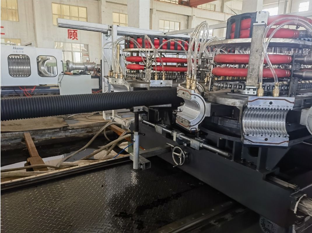 পিই / পিপি / পিভিসি ডাবল ওয়াল করুগেটেড পাইপ এক্সট্রুশন লাইন ভ্যাকুয়াম ফর্মিং প্রযুক্তি সহ 1600 মিমি ব্যাসার্ধ পর্যন্ত