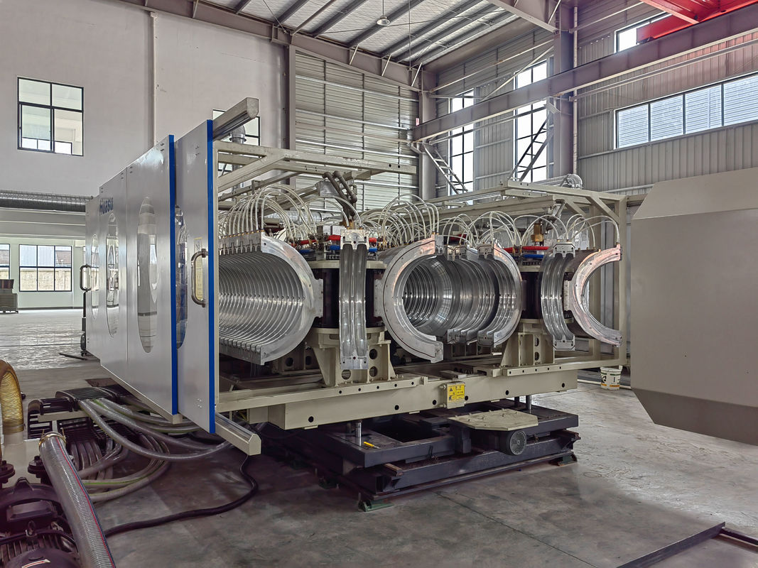 পিই / পিপি / পিভিসি ডাবল প্রাচীর 38CrMoALA স্ক্রু উপাদান এবং সিমেন্স মোটর সঙ্গে corrugated পাইপ এক্সট্রুশন লাইন