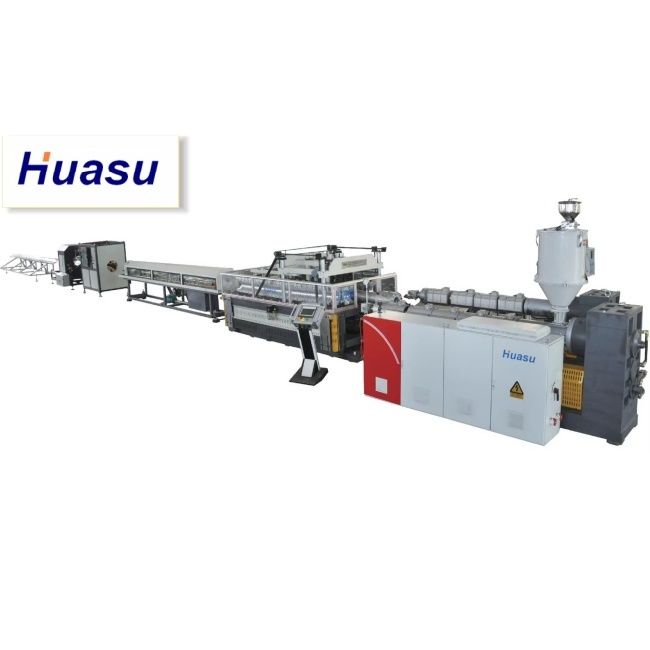 সিমেন্স পিএলসি প্রযুক্তির বৈশিষ্ট্যযুক্ত ডাবল ওয়াল গ্লোরেটেড পাইপ এক্সট্রুশন লাইন 32-1600 মিমি কাটিয়া ব্যাসার্ধ পরিসীমা এবং জল শীতল প্রক্রিয়া সহ