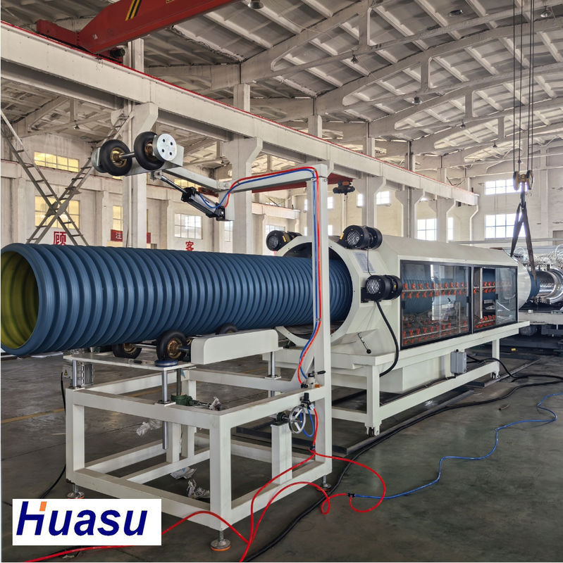 পিই পিপি পিভিসি 380V কাস্টম ভোল্টেজের জন্য ডাবল ওয়াল কর্গযুক্ত পাইপ এক্সট্রুশন লাইন