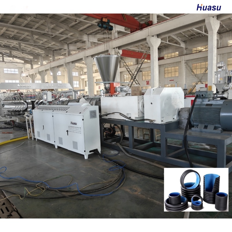 Double Wall Corrugated Pipe Extrusion Line with 6m or Customized Pipe Length Water Cooling and 1 Year Warranty