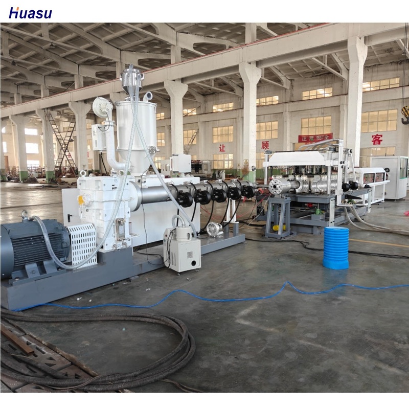 75-250 মিমি ঢেউখেলান পাইপ উৎপাদনের জন্য সিমেন্স ইনভার্টার এবং ওম্রন রিলে সহ স্বয়ংক্রিয় ডিডব্লিউসি পাইপ এক্সট্রুশন লাইন