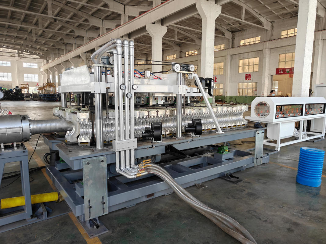 ৭৫-২৫০মিমি একক প্রাচীরযুক্ত ঢেউখেলান পাইপ এক্সট্রুশন লাইন, ১৫মি/মিনিট সর্বোচ্চ আউটপুট গতি এবং ২২০-৪৪0V ভোল্টেজ