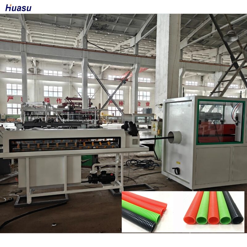 সিমেন্স স্নাইডার মেইন ইলেকট্রিকস, 38CrMoAlA ব্যারেল মেটেরিয়াল এবং পিএলসি রিমোট কন্ট্রোল সহ সিঙ্গেল ওয়াল করুগেটেড পাইপ এক্সট্রুশন লাইন