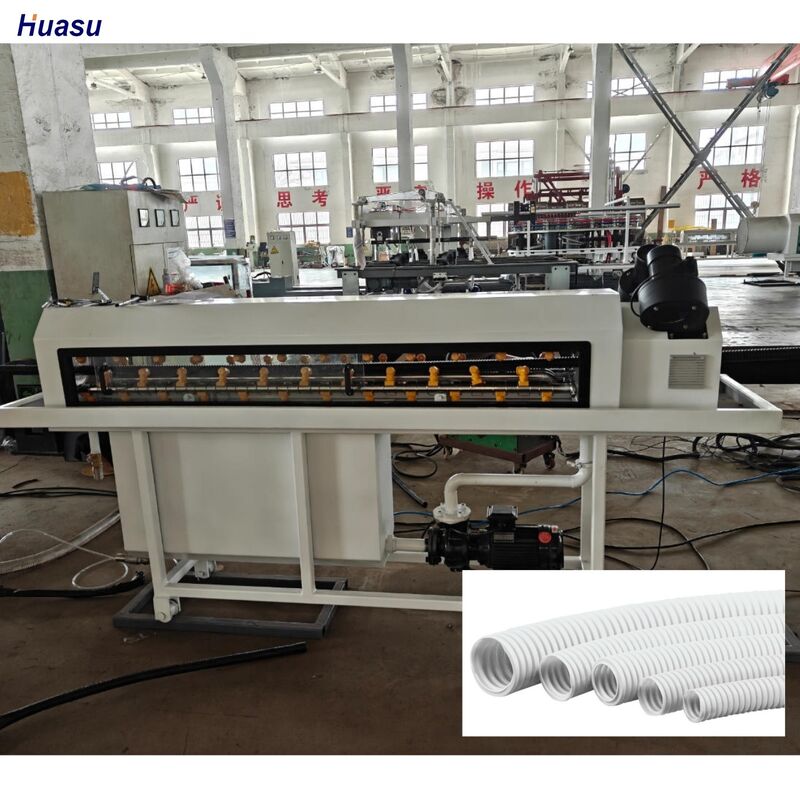 পিএলসি নিয়ন্ত্রণ পিপি পিই পিভিসি কাঁচামাল জন্য একক প্রাচীর corrugated পাইপ উত্পাদন লাইন উত্পাদন এবং ধারাবাহিকতা নিশ্চিত