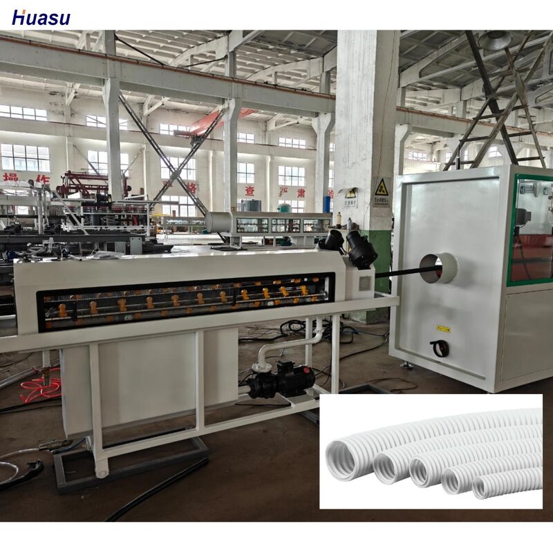 পিএলসি কন্ট্রোল সিঙ্গেল ওয়াল করুগেটেড পাইপ এক্সট্রুশন লাইন, এইচডিপিই এবং পাইপ উৎপাদনের জন্য রোটারি মোল্ড টাইপ করুগেটর সহ