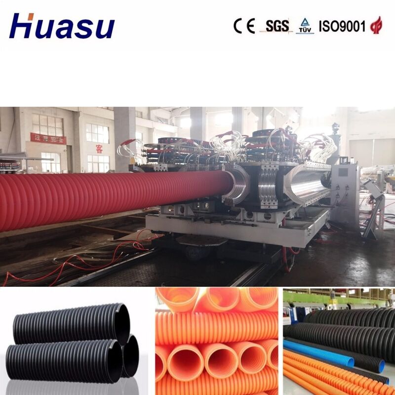PLC Controlled Double Wall Corrugated Pipe Extrusion Line for 32mm-1600mm Pipes with 100-3000kg/h Capacity