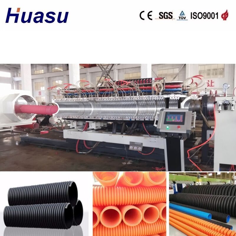 ডাবল ওয়াল করুগেটেড পাইপ এক্সট্রুশন লাইন 32mm-1600mm অভ্যন্তরীণ ব্যাসার্ধ, সিমেন্স পিএলসি নিয়ন্ত্রণ, এবং উচ্চ উত্পাদনশীলতা