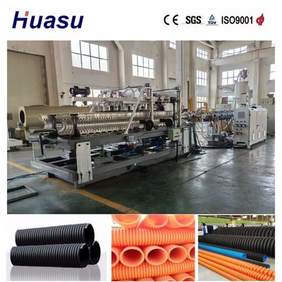 Single Wall Corrugated Pipe Extrusion Line with Online Belling Feature Siemens PLC Control System and Closed Molding Machine